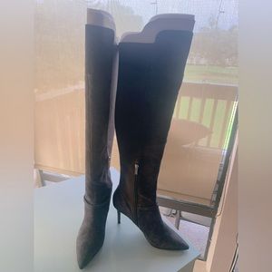 Suede stretch above knee boots